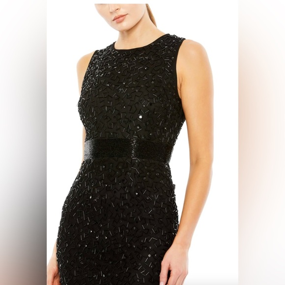 NWOT Mac Duggal Geometric Embellished Sleeveless A Line Black Dress Size 6 #8210 - Picture 3 of 12